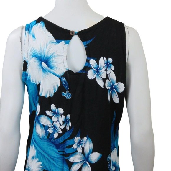 Vintage Unity Trading Hawaii Blue Floral Dress M Sleeveless Muu Muu New Old Stoc - Picture 6 of 12